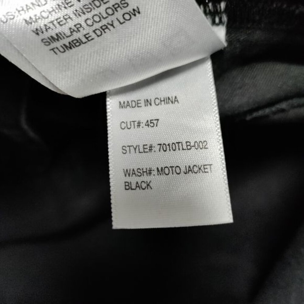 Articles Of Society Moto Jacket Black Denim Faux Fur Collar Zippered Pockets M - Picture 8 of 11